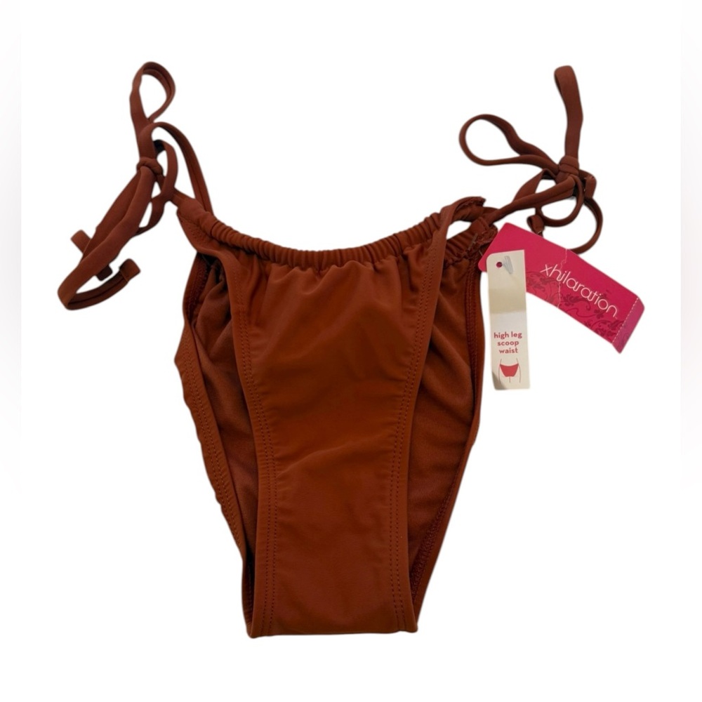 Xhilaration Women’s Swim Bikini Bottom Rust High Leg Scoop Waist Size XS